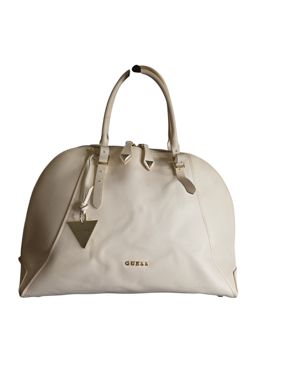 GUESS Cream Dome Tote with Gold Hardware